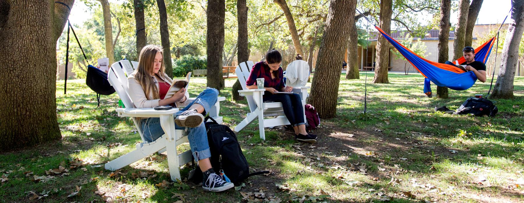 Students Studying in Hammocks at the University of Dallas